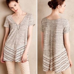 Anthropologie Gray Top with chevron trim
